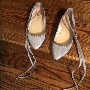 Sparkling silver/light slate gray Vince Camuto flats gently used. Size 8